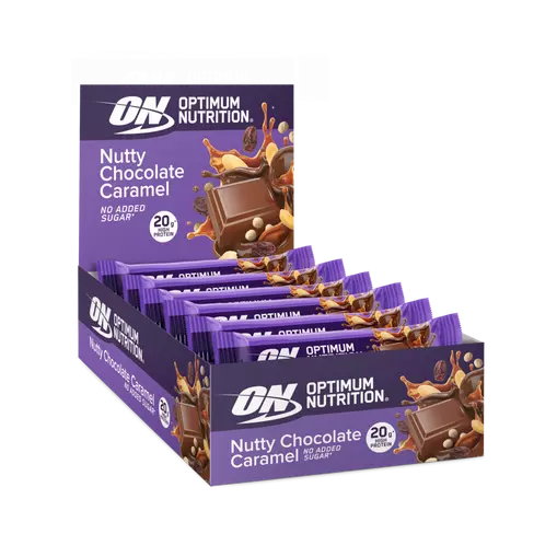Optimum Nutrition Premium Nutty Chocolate Caramel Protein Bar - 20g high protein