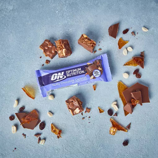 Optimum Nutrition Premium Nutty Chocolate Caramel Protein Bar - 20g high protein